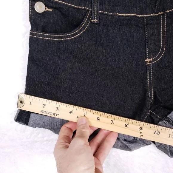 Papaya Jeans Denim Overall Shorts Womens M Dark Wash Adjustable Straps Y2K Indie - Picture 6 of 10